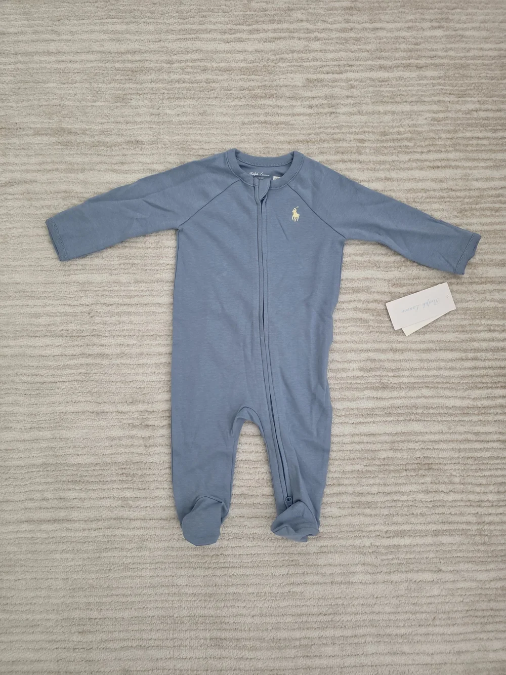 NWT Ralph Lauren Blue Footed Zipper Onesie